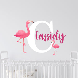Personalized Name Flamingos Wall Decal