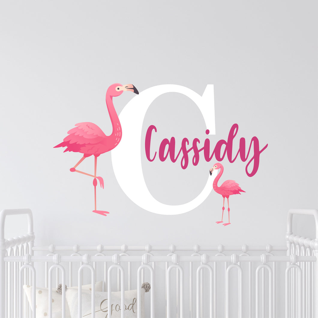 Personalized Name Flamingos Wall Decal