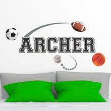 Load image into Gallery viewer, Name Sticker Baseball Sticker Basketball Sticker Football Sticker Soccer Sticker - Wall Decal