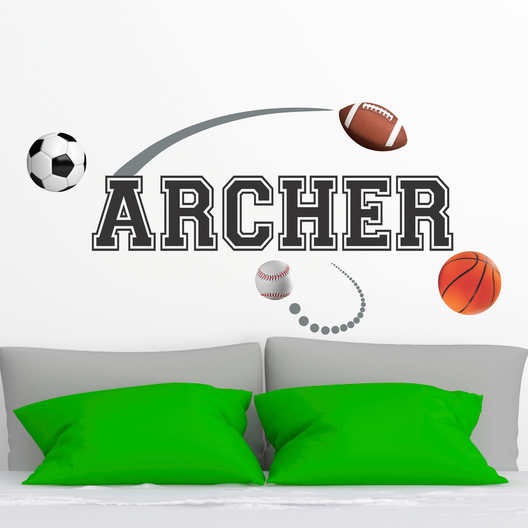 Name Sticker Baseball Sticker Basketball Sticker Football Sticker Soccer Sticker - Wall Decal