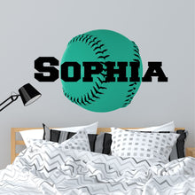 Load image into Gallery viewer, Softball Wall Decal Softball Sticker Custom Name - Name Sticker - Name Wall Decal