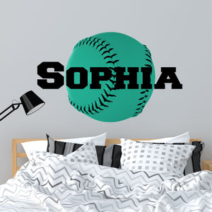 Softball Wall Decal Softball Sticker Custom Name - Name Sticker - Name Wall Decal