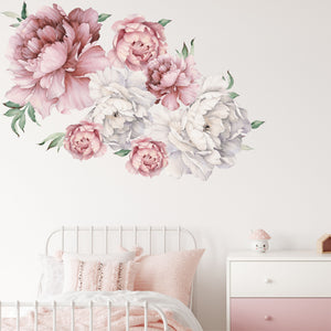 Watercolor Peony Flowers Wall Decal - Peony Wall Sticker