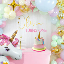 Load image into Gallery viewer, Happy Birthday Decal - Party Backdrop for Balloon Arch - Personalized Name Sticker