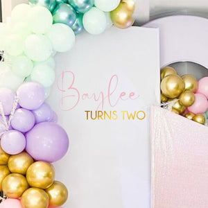Happy Birthday Decal - Party Backdrop for Balloon Arch - Personalized Name Sticker