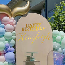 Load image into Gallery viewer, Happy Birthday Decal - Party Backdrop First Birthday for Balloon Arch - Personalized Name Sticker