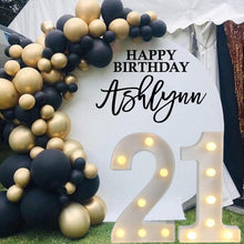 Load image into Gallery viewer, Happy Birthday Decal - Party Backdrop First Birthday for Balloon Arch - Personalized Name Sticker